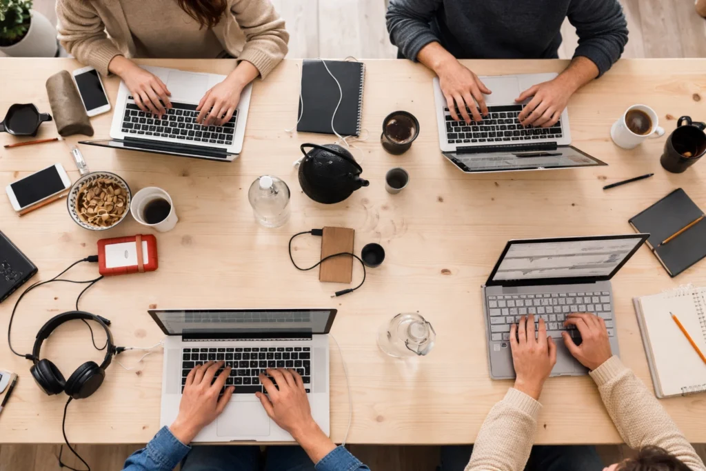 collaborative workspace in a modern office